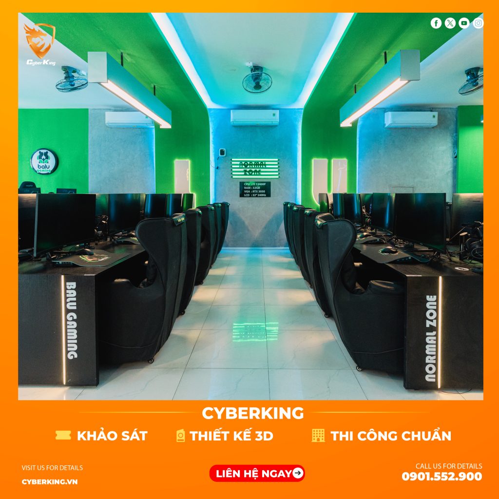 Thi công phòng net Esports thiết kế 3D – thi công chuẩn – bàn giao vận hành ổn định