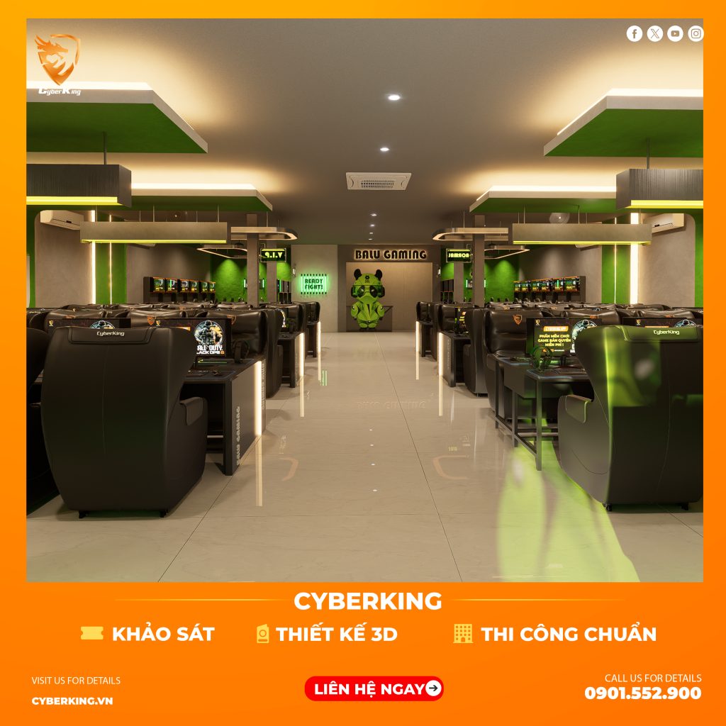 Thi công phòng net Esports thiết kế 3D – thi công chuẩn – bàn giao vận hành ổn định