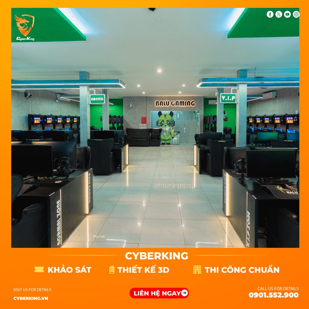 Thi công phòng net Esports thiết kế 3D – thi công chuẩn – bàn giao vận hành ổn định