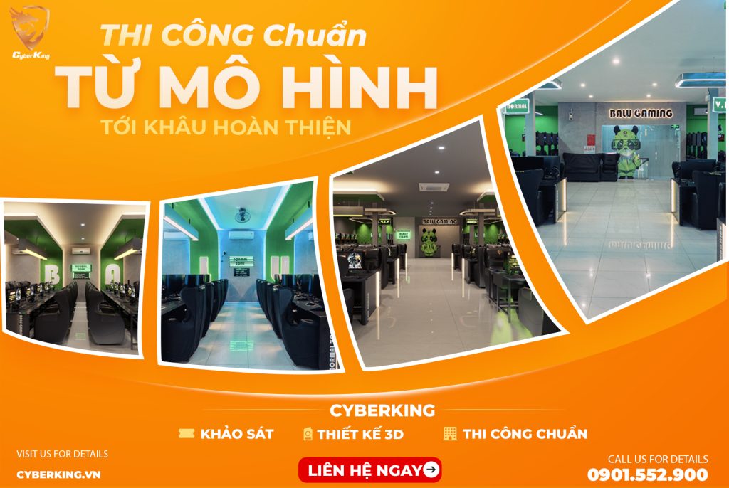 Thi công phòng net Esports thiết kế 3D – thi công chuẩn – bàn giao vận hành ổn định
