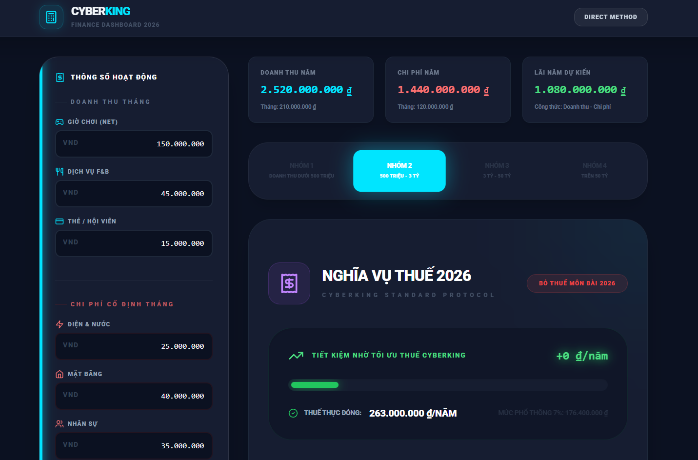 công cụ giúp bạn tính thuế nhanh chóng từ Cyberking