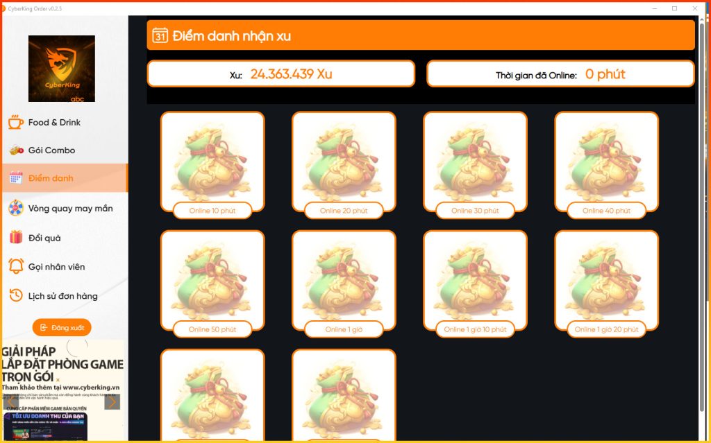 Phần mềm gọi món cho phòng net – App Menu CyberKing miễn phí, hiện đại và cực dễ dùng