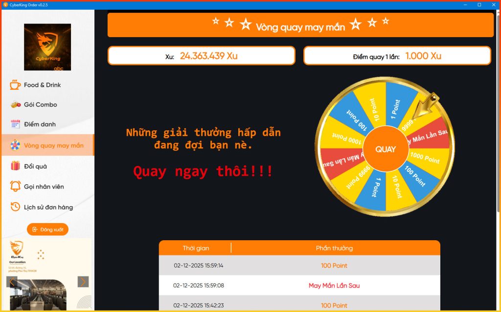 Phần mềm gọi món cho phòng net – App Menu CyberKing miễn phí, hiện đại và cực dễ dùng